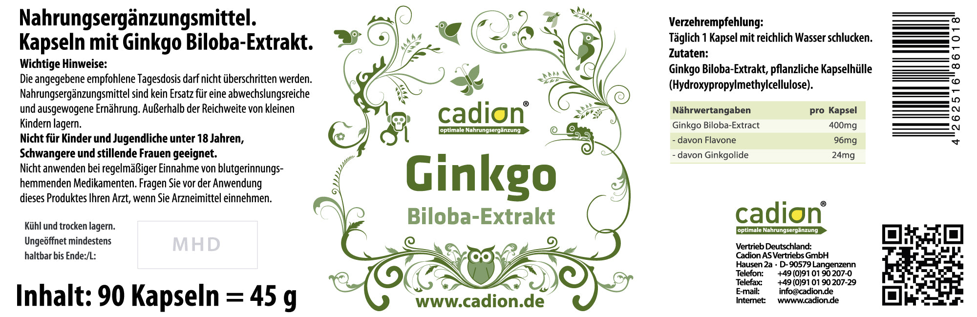 Ginkgo Biloba-Extrakt – 90 Kapseln