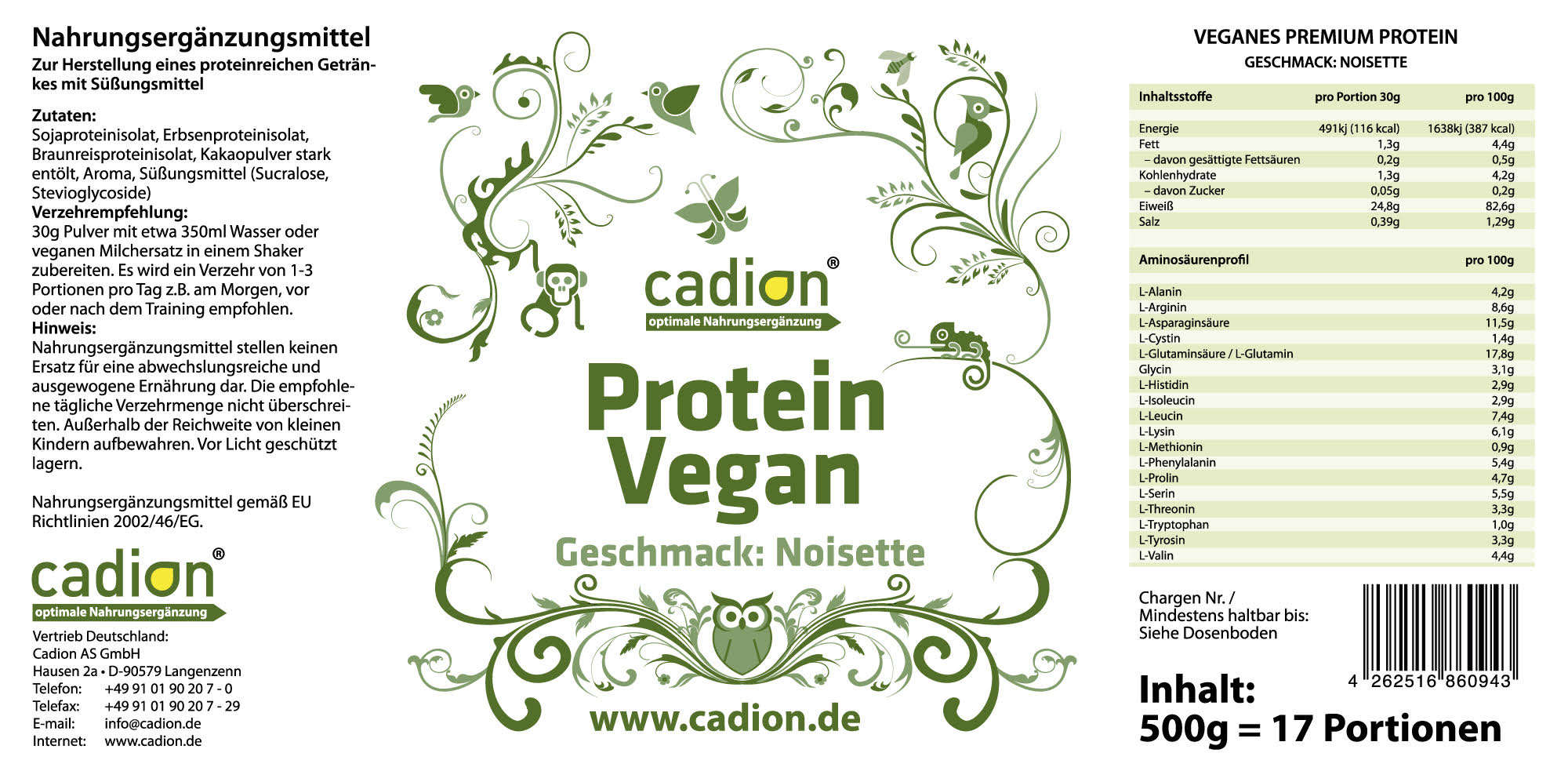 Premium Protein Vegane | Geschmack: Noisette