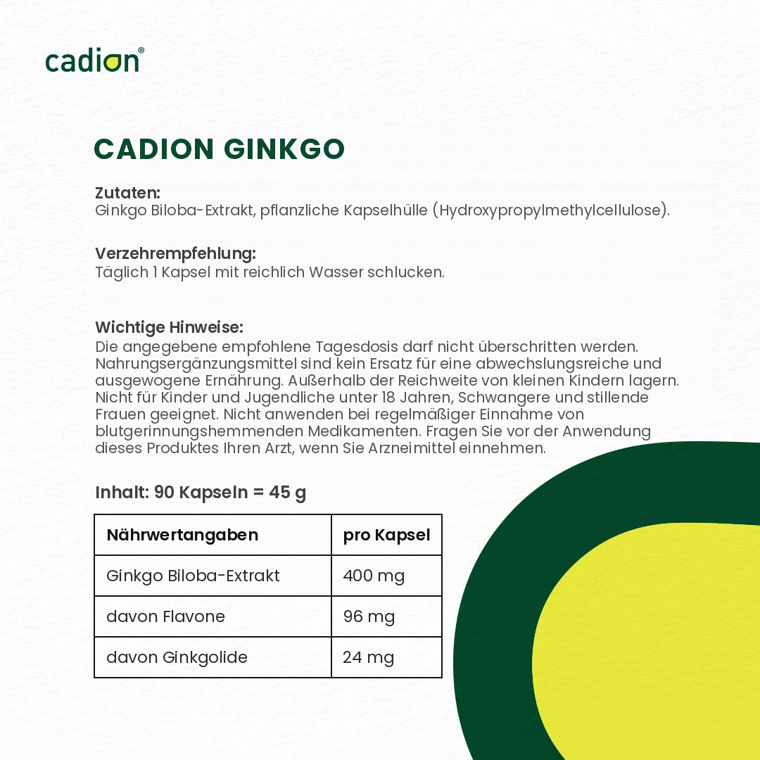 Ginkgo Biloba-Extrakt – 90 Kapseln